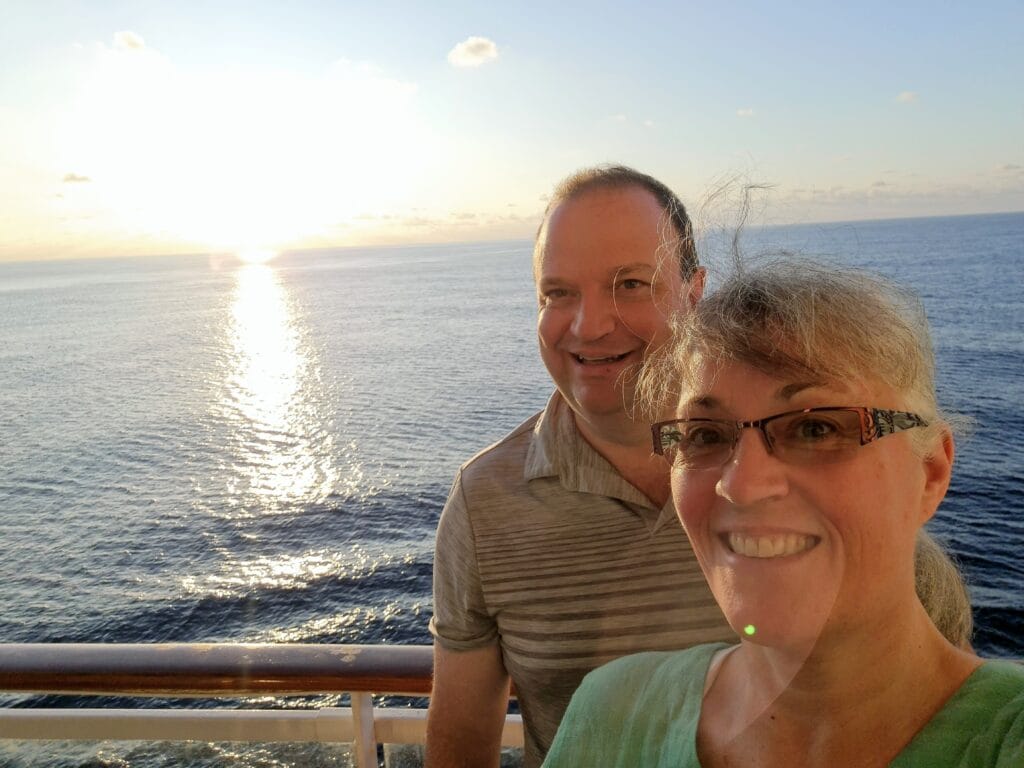 couple on balcony of cruise ship