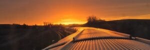 sunrise in Saskatchewan observed from a train car