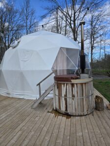 geodesic dome glamping with hottub